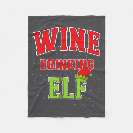 Wine Drinking Elf Christmas Family Matching Group  Fleece Deken (Voorkant)