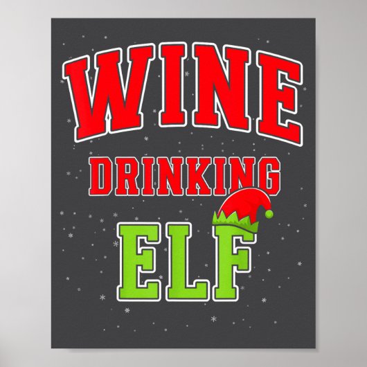 Wine Drinking Elf Christmas Family Matching Group  Poster (Voorkant)