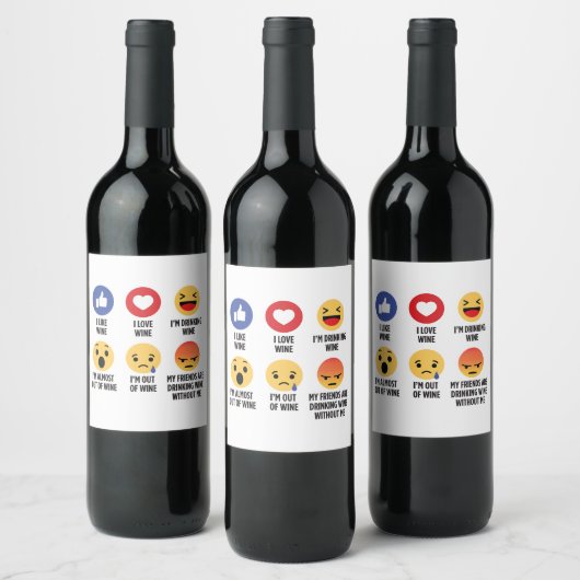 Wine Emojis Wijn Etiket (Flessen)