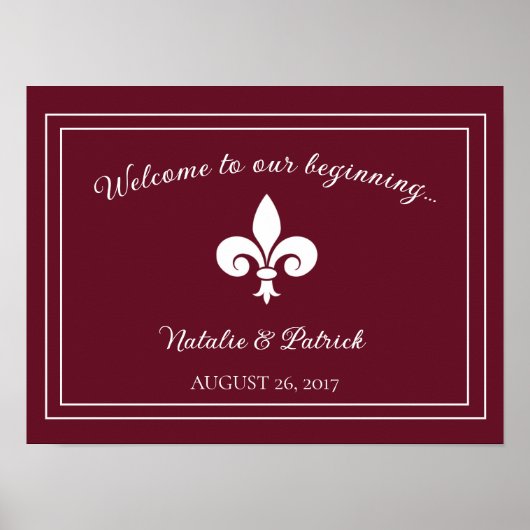 Wine Fleur de Lis Wedding Poster (Voorkant)