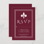 Wine Fleur de Lis Wedding RSVP Kaart (Voorkant / Achterkant)