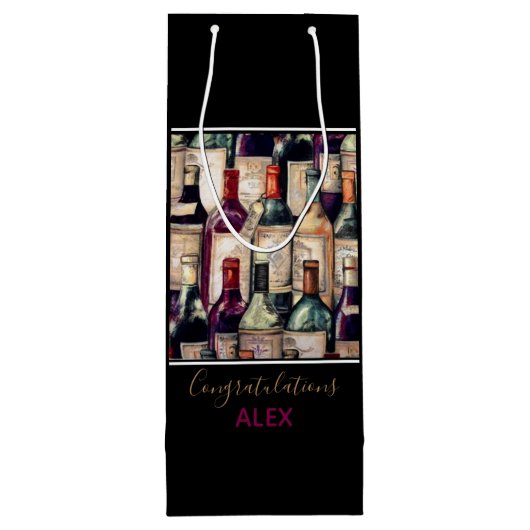Wine Gift Bag-Wine Lovers Gefeliciteerd Wijn Cadeautas (Achterkant)