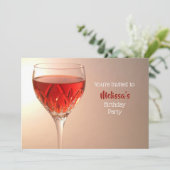 Wine Glass Birthday Kaart (Staand voorkant)