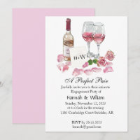 Wine Glass Engagement Party Uitnodiging