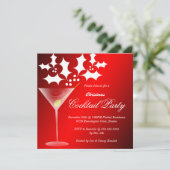 Wine Glass Holly - Uitnodiging voor kerstfeestdage (Staand voorkant)