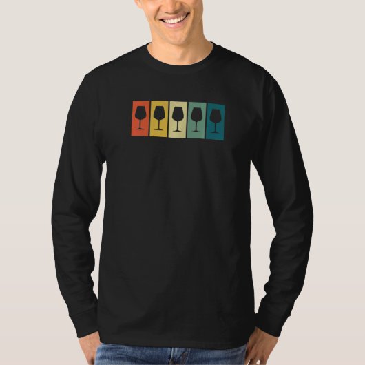 Wine Glass Retro Sunset Wine   T-shirt (Voorkant)