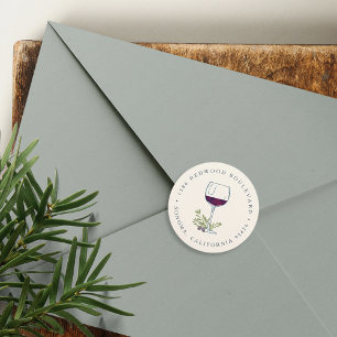 Wine Glass Return-adres Ronde Sticker