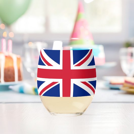 Wine Glass with flag of United Kingdom Wijnglas Zonder Voet (Insitu (Verjaardag))