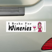 Wine Goddess "I Brake for Wineries" Bumpersticker (Op auto)