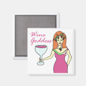 Wine godin Pink Ribbon Breast Cancer Bewustheid Magneet (Voorkant / Achterkant)