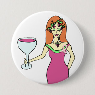 Wine godin Pink Ribbon Breast Cancer Bewustheid Ronde Button 7,6 Cm