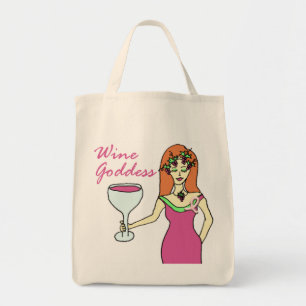 Wine godin Pink Ribbon Breast Cancer Bewustheid Tote Bag