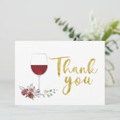 wine gold Thank You Card Bedankkaart (Staand voorkant)