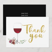 wine gold Thank You Card Bedankkaart (Voorkant / Achterkant)