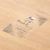 Wine Grapes Glitter Bokeh Brunch & Bubbly Acryl Uitnodigingen (Laagn)