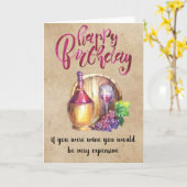 Wine Happy Birthday Funny Humor Kaart (Gele Bloem)