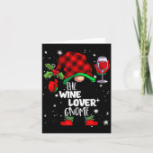 Wine Lover Gnome Red Buffalo Plaid Matching Family Kaart (Voorkant)