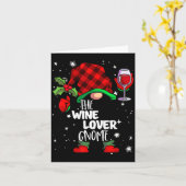 Wine Lover Gnome Red Buffalo Plaid Matching Family Kaart (Gele Bloem)