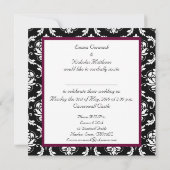 Wine Monogram Damask Wedding Invitation Kaart (Achterkant)