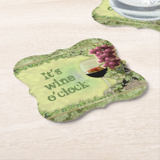 Wine O'Clock Kartonnen Onderzetters (Gekanteld)