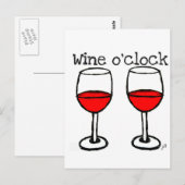 "WINE O'CLOCK" MET RODE WIJNAFDRUKKING BRIEFKAART (Voorkant / Achterkant)