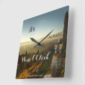 Wine OClock Vineyard Landscape Clock Vierkante Klok (Hoek)