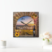 Wine OClock Vineyard Landscape Clock Vierkante Klok (Huis)