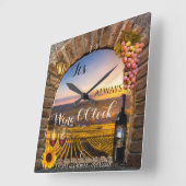 Wine OClock Vineyard Landscape Clock Vierkante Klok (Hoek)