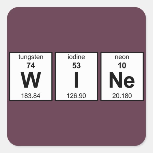 WINe Periodic Tabel Vierkante Sticker (Voorkant)