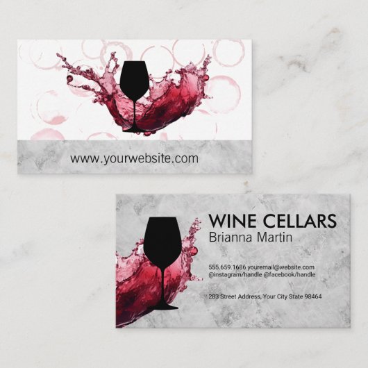 Wine Pour Splash Logo | wijnmakerij Afsprakenkaartje (Voorkant / Achterkant)