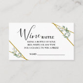 Wine Raffle Ticket Greenery Gold Shower-kaart (Voorkant)