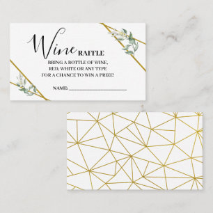 Wine Raffle Ticket Greenery Gold Shower-kaart
