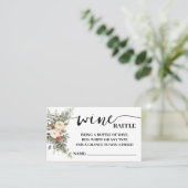 Wine Raffle Ticket Shower Card White Winter Floral (Debout devant)