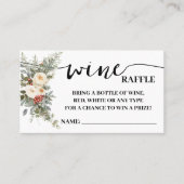 Wine Raffle Ticket Shower Card White Winter Floral (Devant)