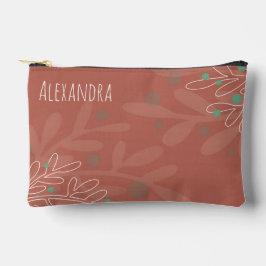 Wine red abstract floral name text etui