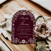 Wine Red Mexican Floral Wedding Invitation