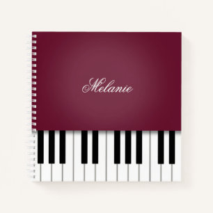 Wine Red Piano Music-toetsenbord op maat Notitieboek