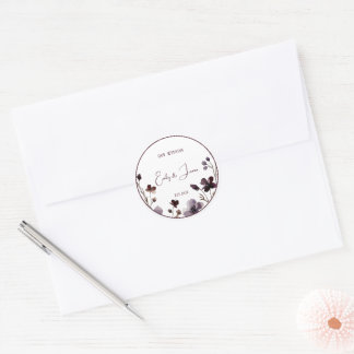 Wine Red Plum Mauve Fall Floral Wedding Ronde Sticker