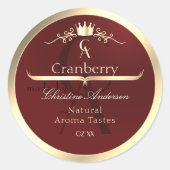 Wine Red Product Label with Gold Frame Monogram (Voorkant)