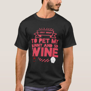 Wine Sip Bunny Animal Mannen Vrouwen T-shirt