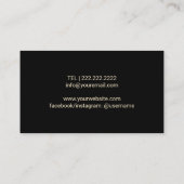 Wine Sommelier Gold Grapes Logo Plain Black Visitekaartje (Achterkant)