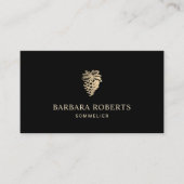 Wine Sommelier Gold Grapes Logo Plain Black Visitekaartje (Voorkant)