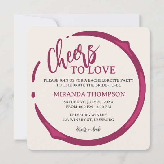 Wine Stain Bachelorette Party Invitation (Devant)
