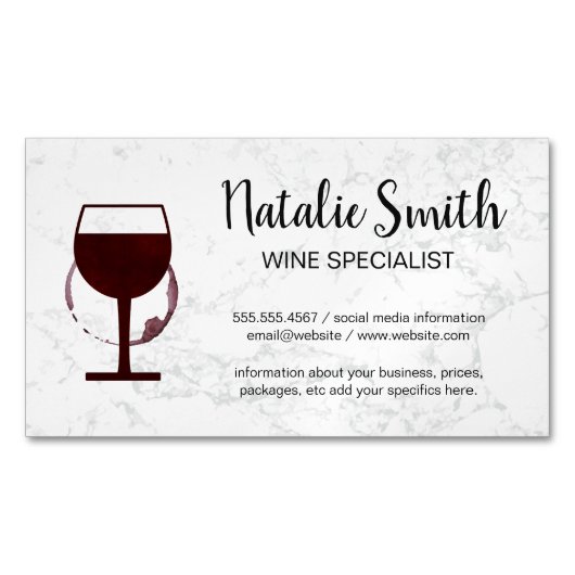 Wine Stain | Winery Marble Magnetisch Visitekaartje (Voorkant)