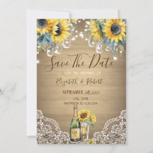 Wine Sunflower Mason Jar Enregistrer la carte Date