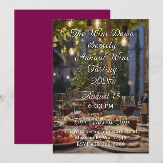 Wine Tasting Evening Invitation (Devant / Derrière)