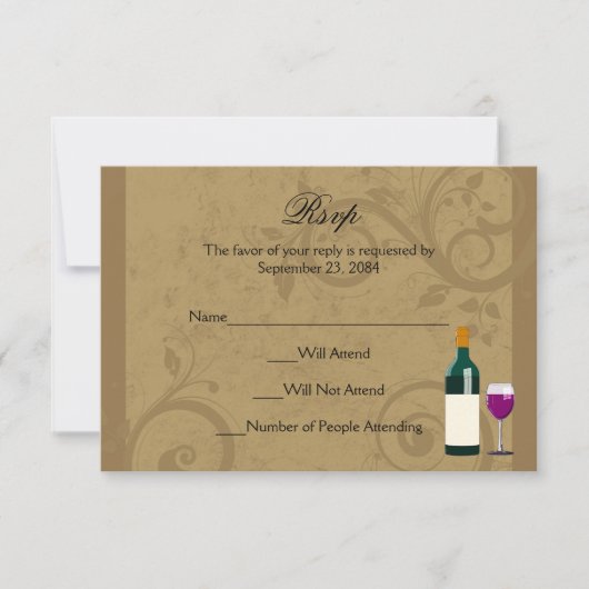 Wine Theme Matching RSVP Antwoorden Kaarten (Voorkant)
