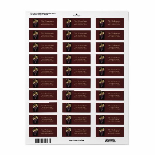 Wine Themed Return Address Label (Full Sheet)