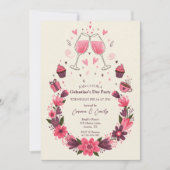 Wine Toast Floral Galentine's Invitation (Devant)