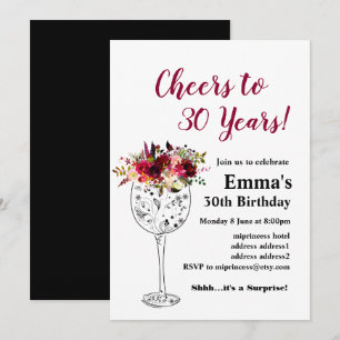 Wine verjaardagsuitnodiging, Cheers to! Kaart